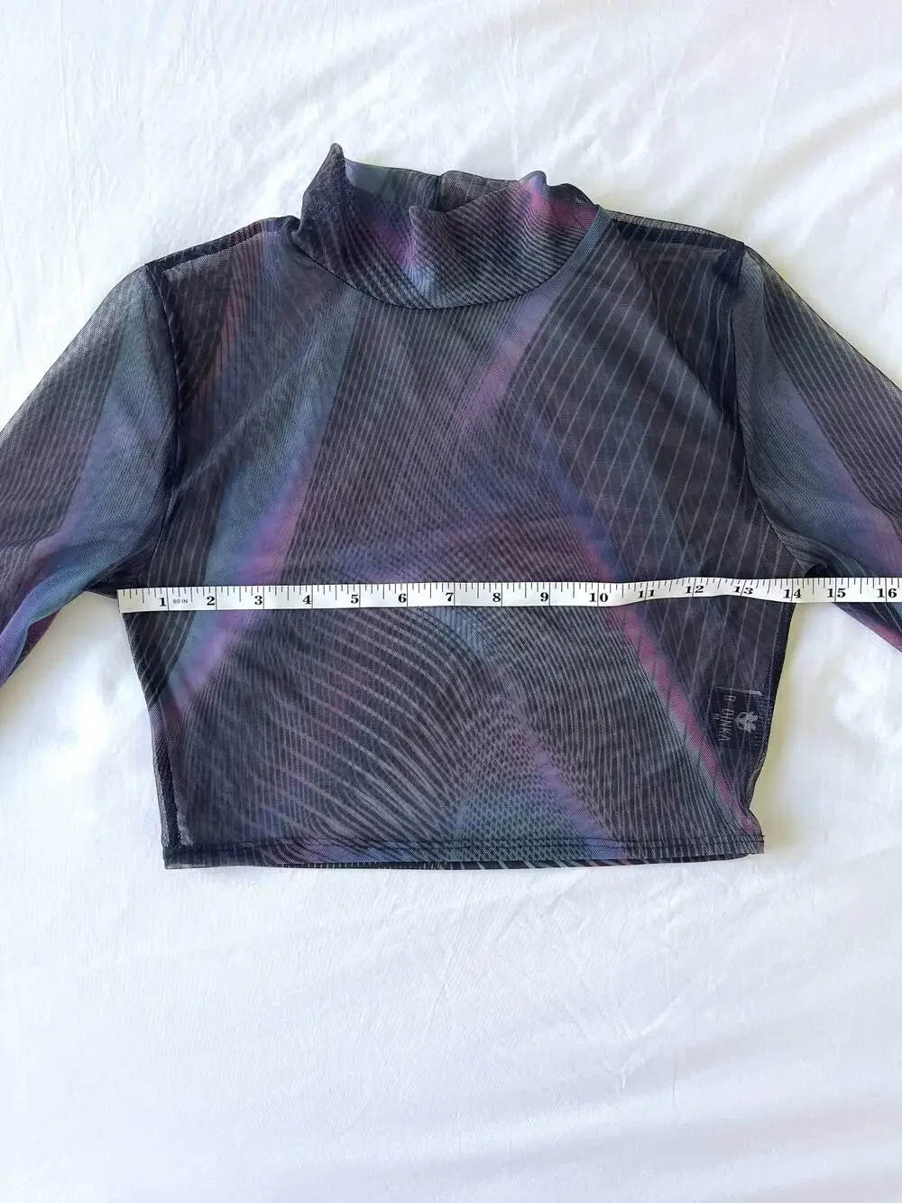 BADINKA Synth Wave Mesh Rave Set - Long Sleeve Crop Top & Mini Skirt